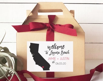 Out of Town Guest Box | Wedding Welcome Box | Wedding Welcome Bag | Out of Town Guest Bag | State Destination label ANY LOCATION