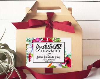 Bachelorette Favor Boxes | Hangover Kit | Bachelorette Weekend Survival Kit | Bachelorette Party Favor | Tropical Bachelorette Favors