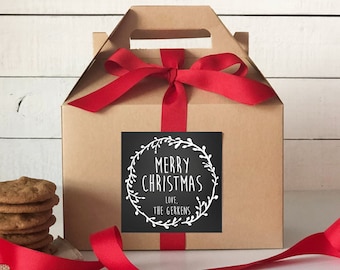 Holiday Gift Boxes - Laurel Chalkboard Design | Personalized Gift Boxes | Bakery Gift Boxes | Cookie Boxes | Christmas Gift Boxes | Set of 8