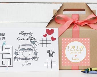 Set of 6 - Kids Wedding Boxes - ANY COLOR | Kids Wedding Favor Box | Kids Wedding Activity | Child's Activity Box | Rustic Dots label