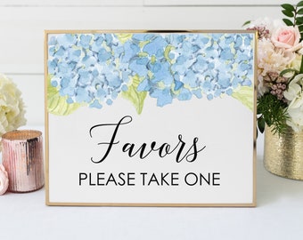 Favors Please Take One Sign - Digital Download ONLY | Blue Hydrangea Sign | Wedding Favor Sign | Shower Favor Sign | Printable Favor Sign