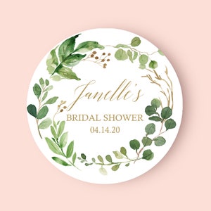 Botanical Greenery Favor Labels - Bridal Shower Favor Label - Round Labels | Greenery Labels | Wreath labels | Mason Jar Labels-ANY OCCASION