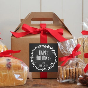 Set of 8 - Holiday Gift Boxes - Laurel Chalkboard Design // Personalized Gift Boxes // Baked Good Gift Boxes //  Cookie Boxes //
