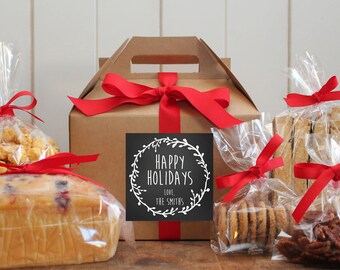 Set of 8 - Holiday Gift Boxes - Laurel Chalkboard Design // Personalized Gift Boxes // Baked Good Gift Boxes //  Cookie Boxes //