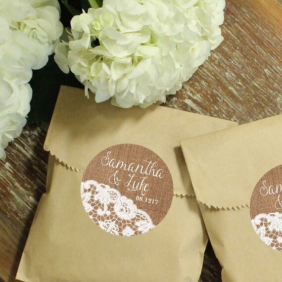 Items similar to 24 Burlap and Lace Favor Bags Wedding Favor Bags
