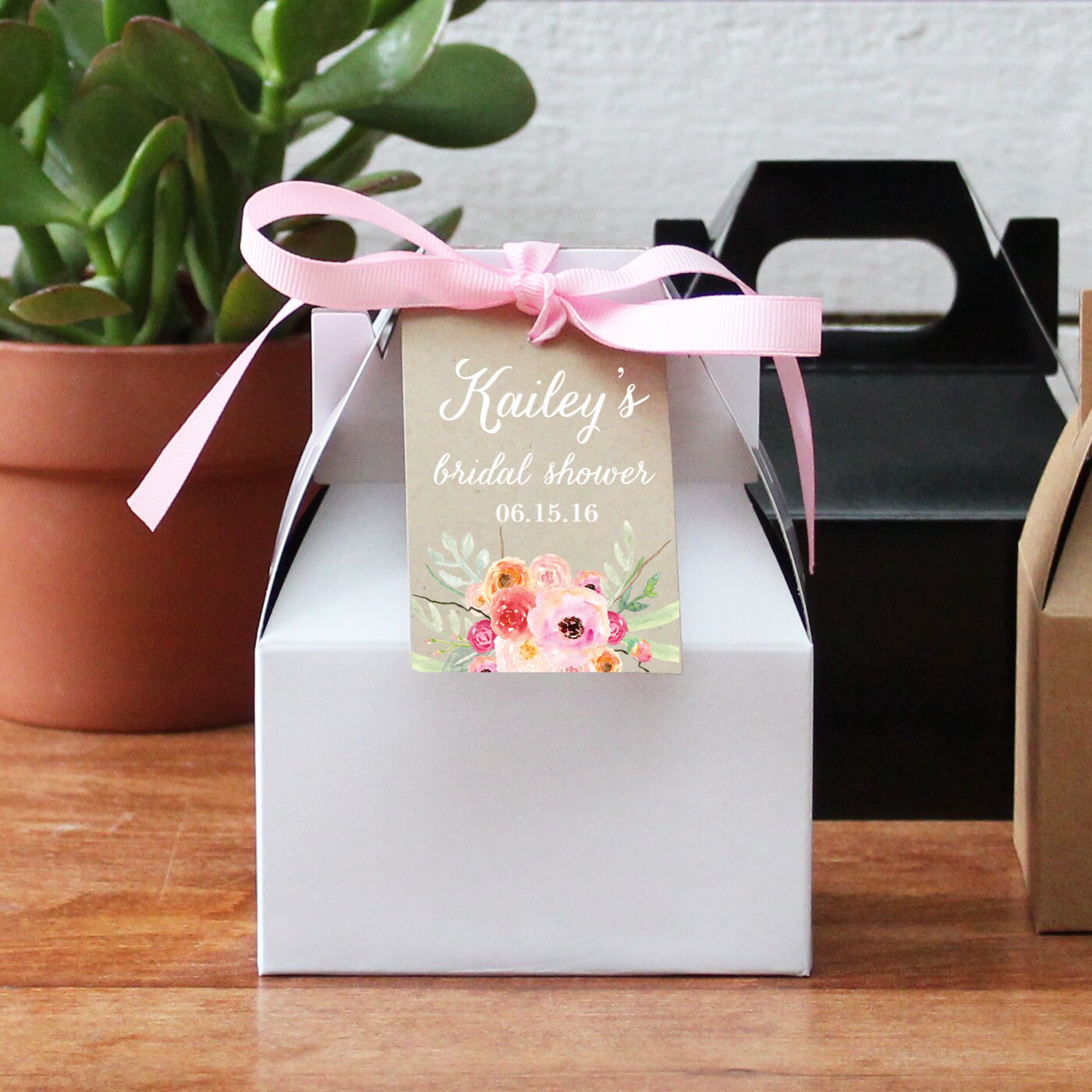 12 Bridal Shower Favor Boxes Bouquet Tag Design bridal Etsy