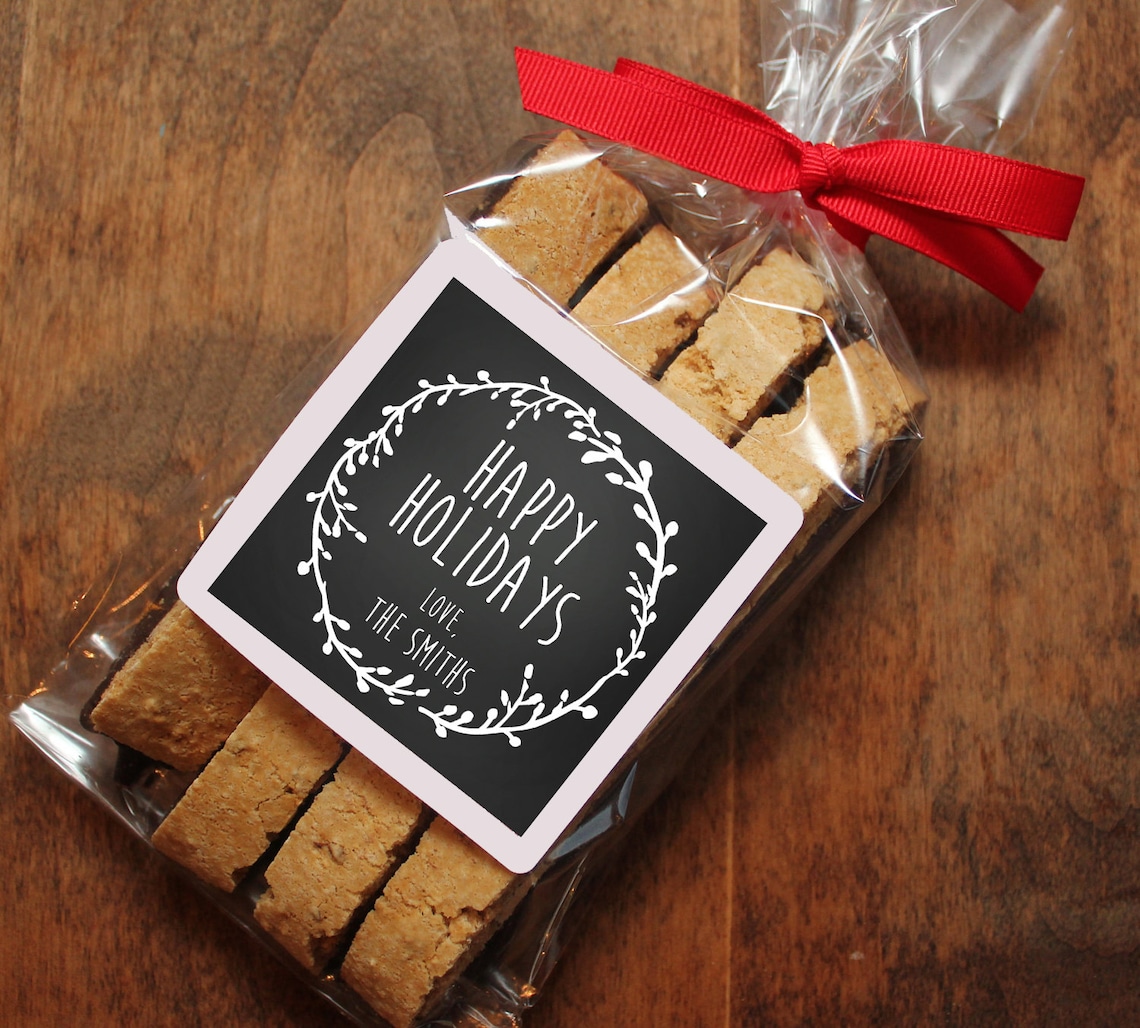 24 Personalized Holiday Cellophane Bags Bright Design Etsy