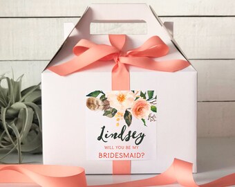 Bridesmaid Gift Box | Gift for Bridesmaid | Bridal Party Gift | Bridal Party Proposal Box | Maid of Honor Proposal Box - Boho Floral Label