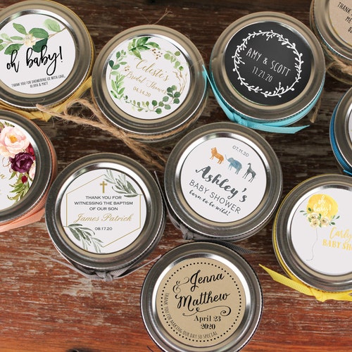 36 - Mason Jar Labels | 2 Inch Round Labels - Fit 4oz or 8oz Regular Mouth Jars | Design of your choice