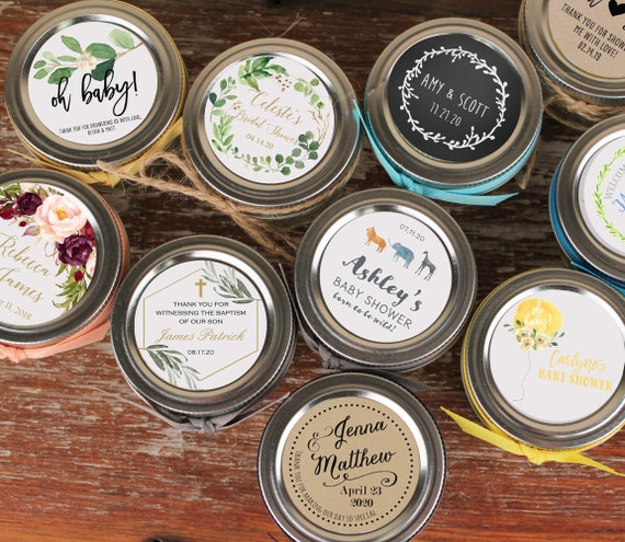 36 - Mason Jar Labels | 2 Inch Round Labels - Fit 4oz or 8oz Regular Mouth  Jars | Design of your choice