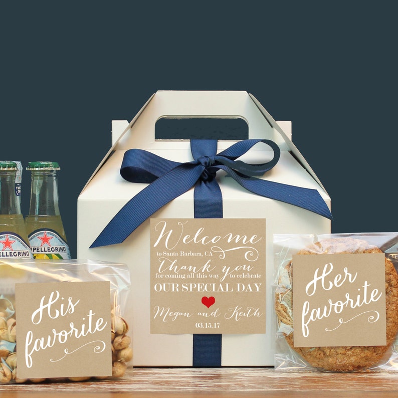 Set of 6-Out of Town Guest Box Wedding Welcome Box Wedding Welcome Bag Out of Town Guest Bag Wedding Favor Niki Label