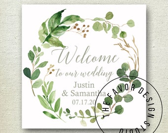 Wedding Welcome Labels | Welcome to our Wedding Labels | Welcome Bag Labels | Wedding Weekend Labels | Botanical Greenery Labels