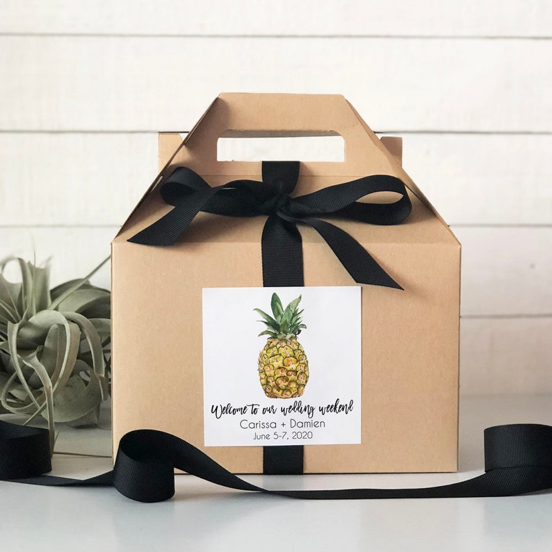 Pineapple Label Tropical Wedding Welcome Bag Out of Town Guest Bag Wedding Welcome Box Set of 6-Out of Town Guest Box