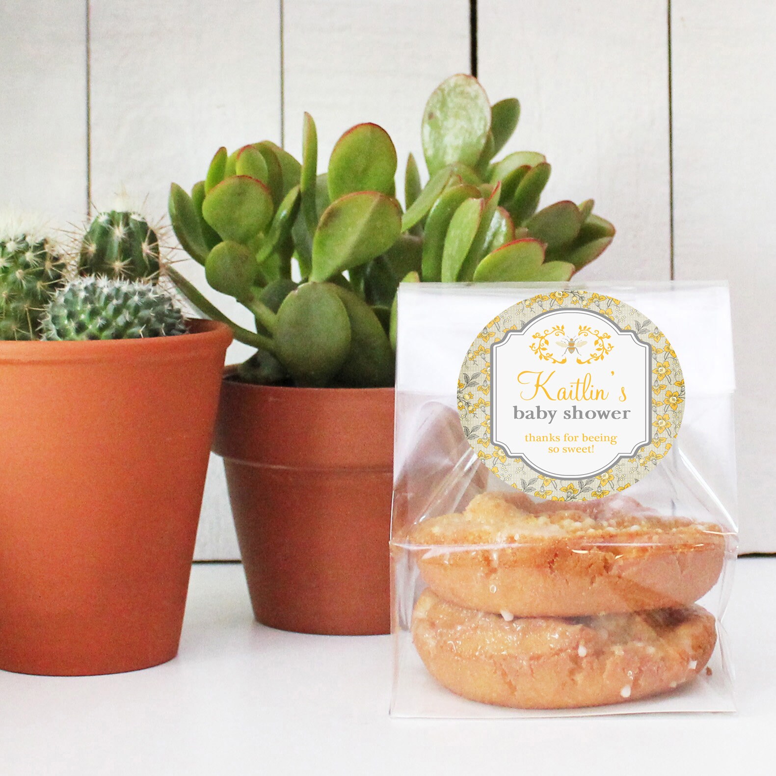 Flat Bottom Cellophane Treat Bags Bee Label Doughnut Bag Etsy