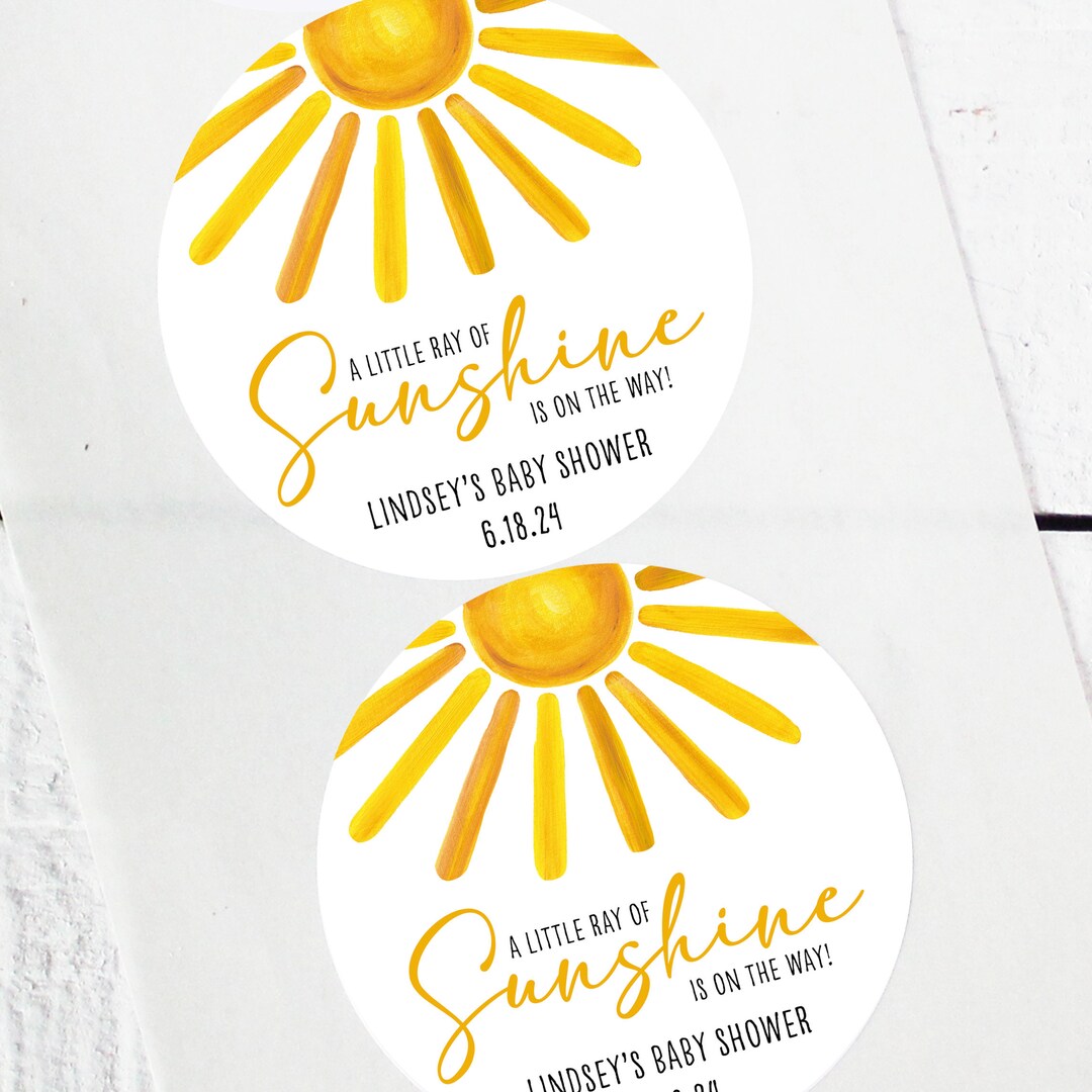 A Little Ray of Sunshine Favor Labels Baby Shower Favor Label Round ...