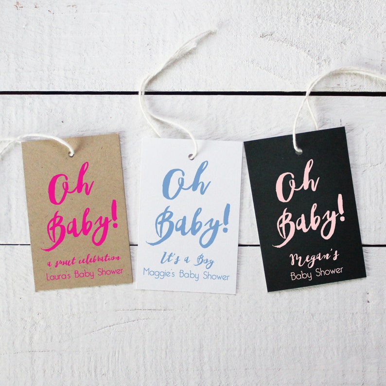 Baby Shower Tags Oh Baby Design Baby Favor Tags Custom Etsy
