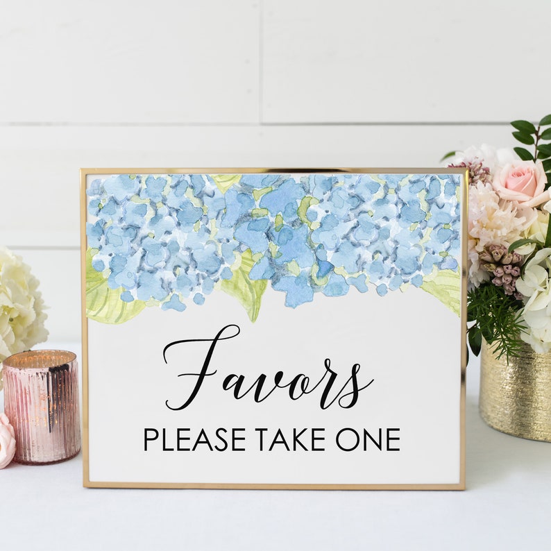 Favors Please Take One Sign Digital Download ONLY Blue Hydrangea Sign Wedding Favor Sign Shower Favor Sign Printable Favor Sign image 1