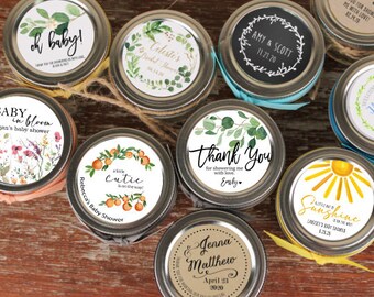 Mason Jar Labels | 2 Inch Round Labels - Fit 4oz or 8oz Regular Mouth Jars | Design of your choice