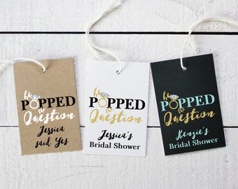 Bridal Shower Favor Tags Printable He Popped the Question
