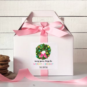 Christmas Gift Boxes - Merry and Bright Label Design | Personalized Gift Boxes | Baked Good Gift Boxes | Christmas Cookie Boxes - Set of 8