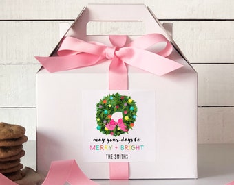 Christmas Gift Boxes - Merry and Bright Label Design | Personalized Gift Boxes | Baked Good Gift Boxes | Christmas Cookie Boxes - Set of 8