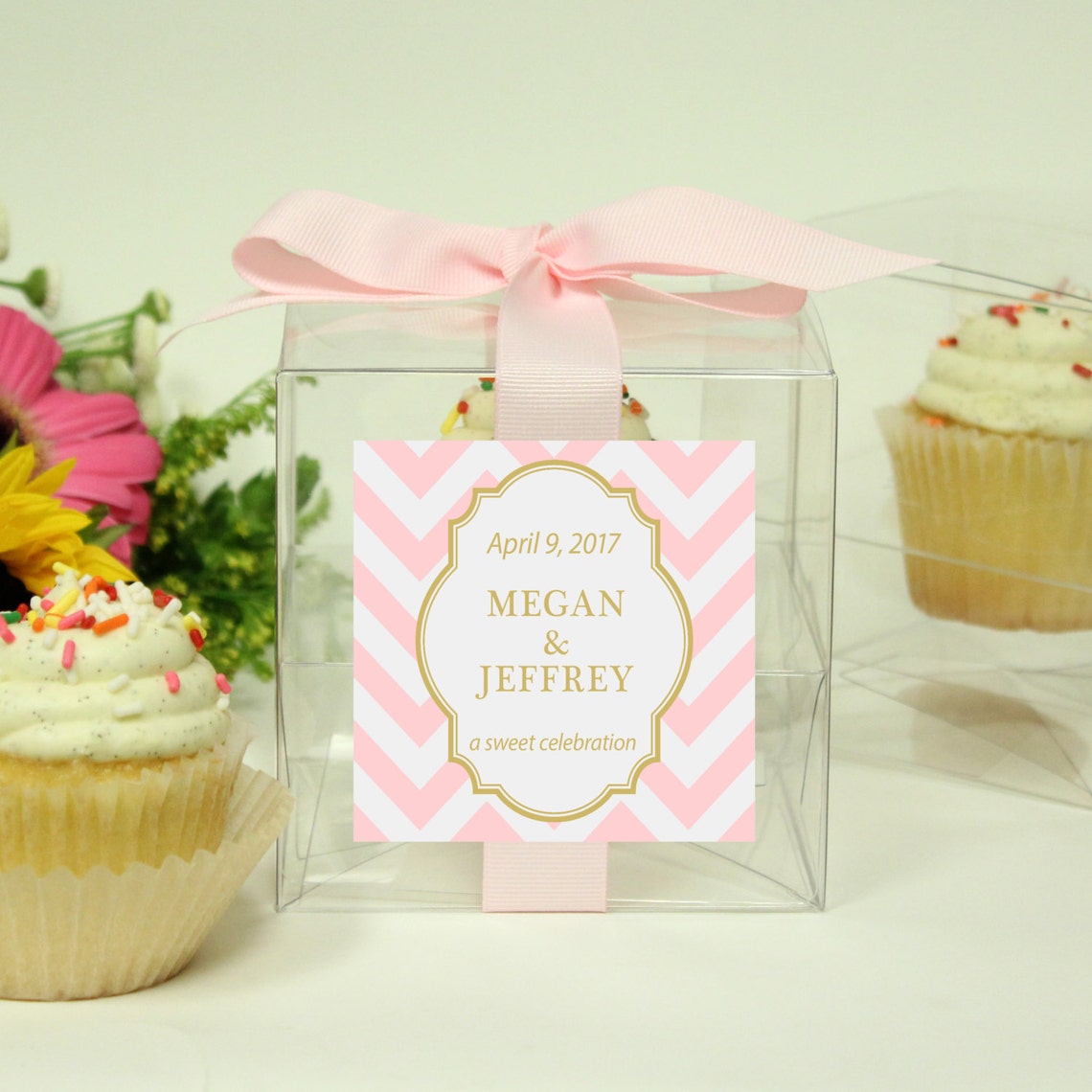 8 Personalized Cupcake Boxes Chevron Design ANY COLOR Etsy