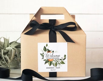 Set of 6-Out of Town Guest Box | Wedding Welcome Box | Wedding Welcome Bag | Out of Town Guest Bag | Wedding Favor| Orange Blossom Label
