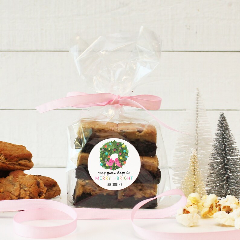 100 Satisfied 12 Personalized Holiday Cellophane Bags Wreath Design Etsy Hong Kong The Hottest Season Www Himmelhomehealth Com