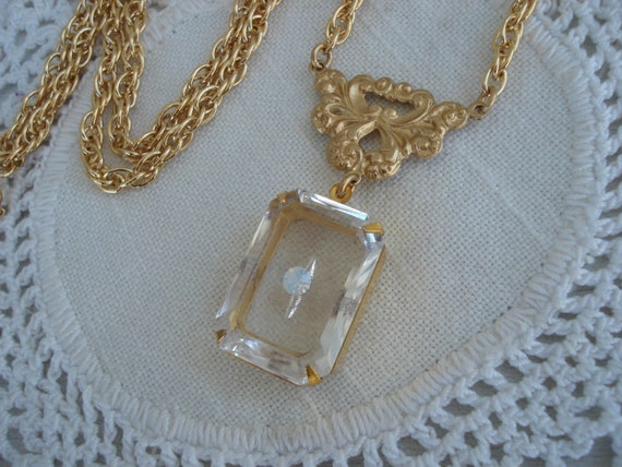 Vintage 1920's Art Deco Faceted Crystal Glass Pendant Gold - Etsy