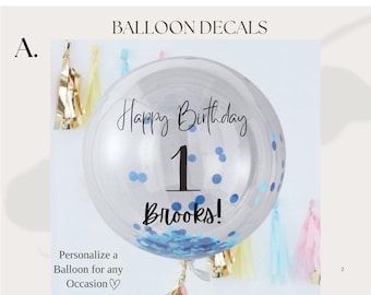 Balloon Name Decal | Custom Vinyl Sticker for Balloons | Birthday, Baby Shower, Wedding
