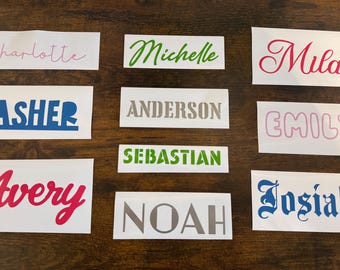 Custom Name Decal | Personalized Vinyl Sticker | Waterproof Label for Water Bottles, Laptops & More