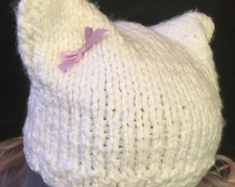 White Cat Ear Hat