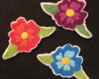 Hand-Felted Flower Pins