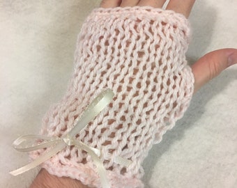 Pink Lacy Fingerless Gloves