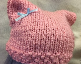 Cotton Candy Pink Cat Ear Hat