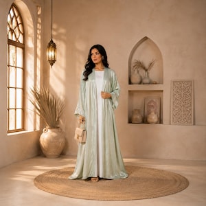 sage green eid dress Diana 2 Piece Abaya