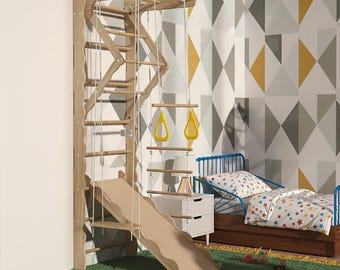 Gymnastic Playframe - Monkey bars, Pikler-style equipment, Kids Furniture, Eco-friendly Toddler Sport Set, Kids home recreational spaces