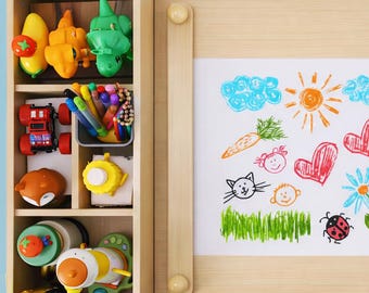 Montessori Playroom Furniture, Toddler Craft Station, Drawing Desk, Wood Kids Art Table, Storage & Paper Roll, 2nd 3rd 4th 5th Birthday Gift