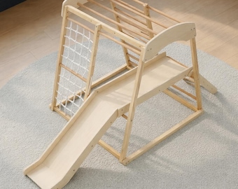 Montessori Boys and Girls Climber, Kid Indoor Playground for Nursery, Wood Indoor Gym - Slide & Climbing, 2nd 3rd 4th 5th Birthday Gift Idea