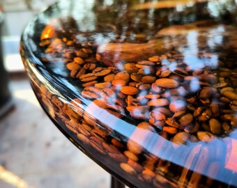 Handmade Walnut Resin Coffee Table With Coffee Beans & Star Anise 