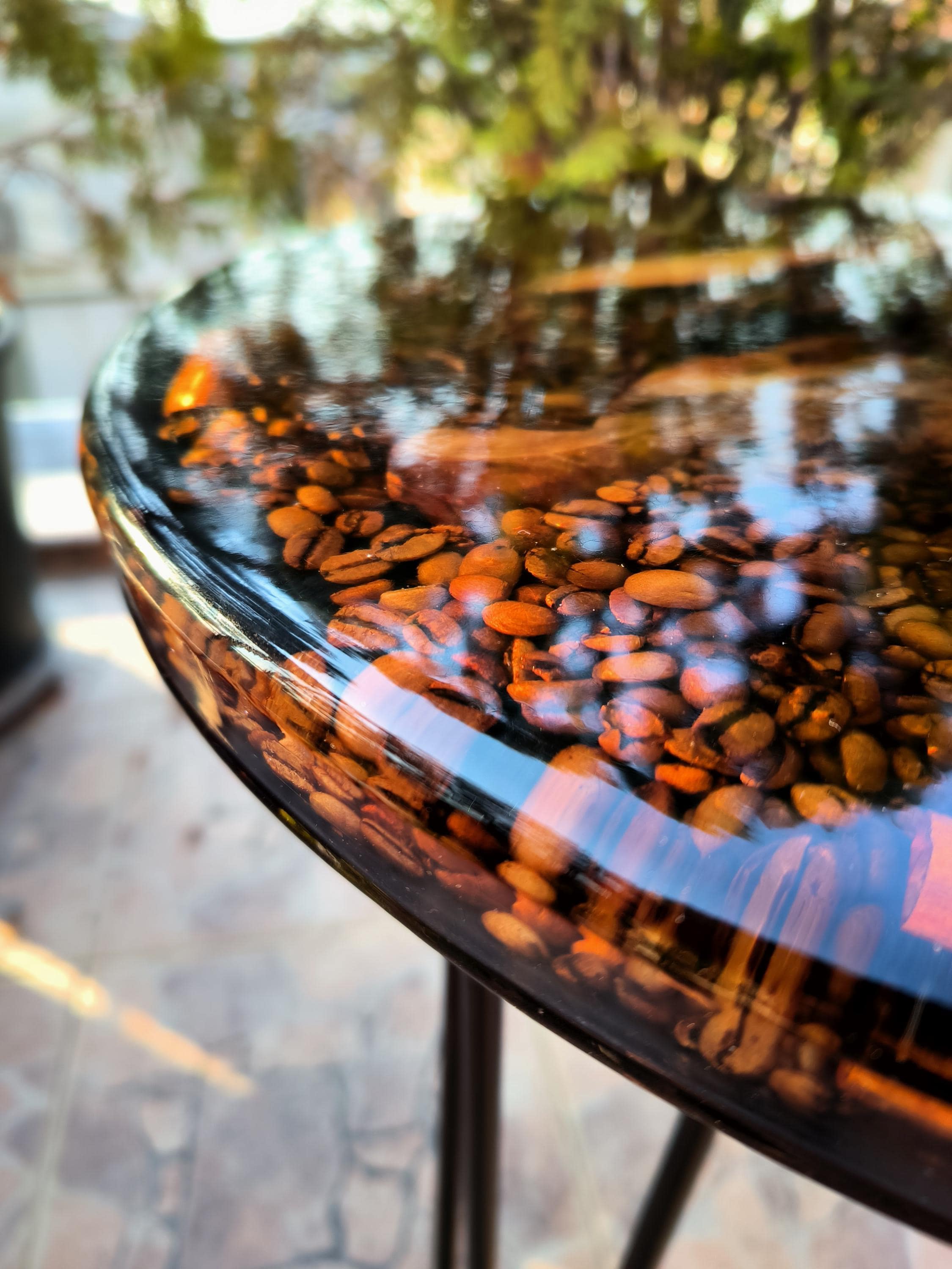 Handmade Walnut Resin Coffee Table With Coffee Beans & Star Anise