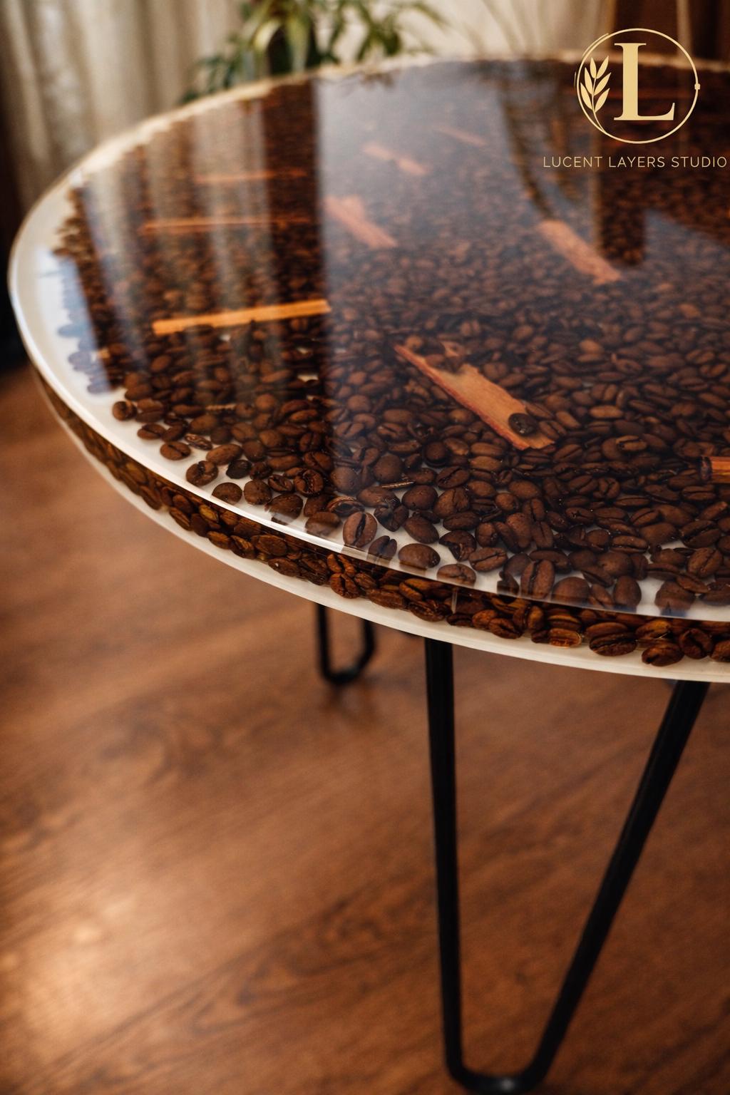 Handmade Resin Coffee Table With Real Coffee Beans and Cinnamon - Etsy