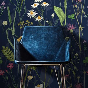 Dark Fern Wallpaper, Peel and Stick Floral Wall Mural, Custom Sizes