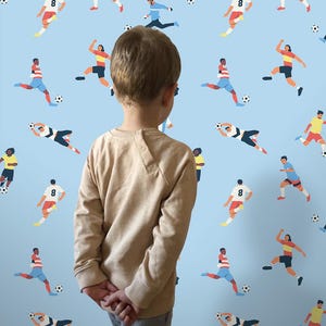 Football Boys Room Wallpaper Peel and Stick, Sports Themed Removable Wallpaper, Custom Sizes