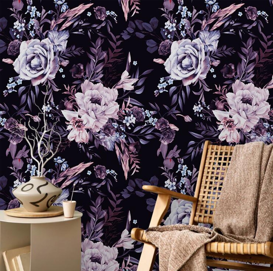 Vintage Dark Floral Wallpaper Peel and Stick, Peonies and Roses Living ...