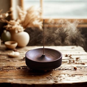 Black Walnut Wood Incense Holder: Handmade Zen Meditation Decor