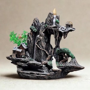 Handmade Mountain Waterfall Backflow Incense Burner | Relaxing Zen Home Decor for Meditation & Stress Relief