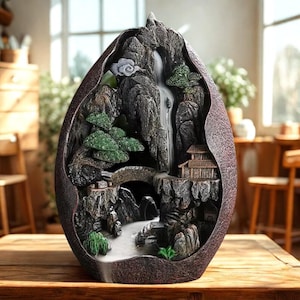 Backflow Incense Burner, Smoke Waterfall Resin Holder, Mountain River Censer, Aromatherapy Decor, Meditation Gift