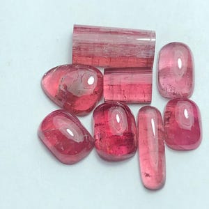 Lote de cabujones de turmalina rubelita negros planos de 9,65 quilates