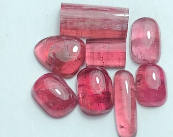 Rubellit turmalin cabochoner i platta svarta 9,65 karat
